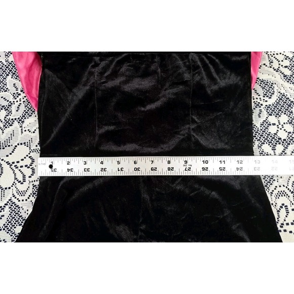 Nasty Gal Velvet Jumpsuit Women's 6 Black Pink Bow One Piece Side Zip Boho Y2K - Picture 7 of 12